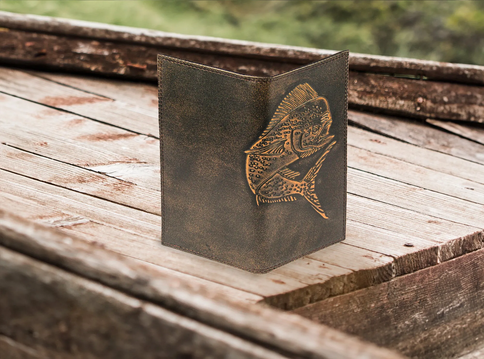 Dolphin Mahi-Mahi Burnished Leather Secretary Wallet