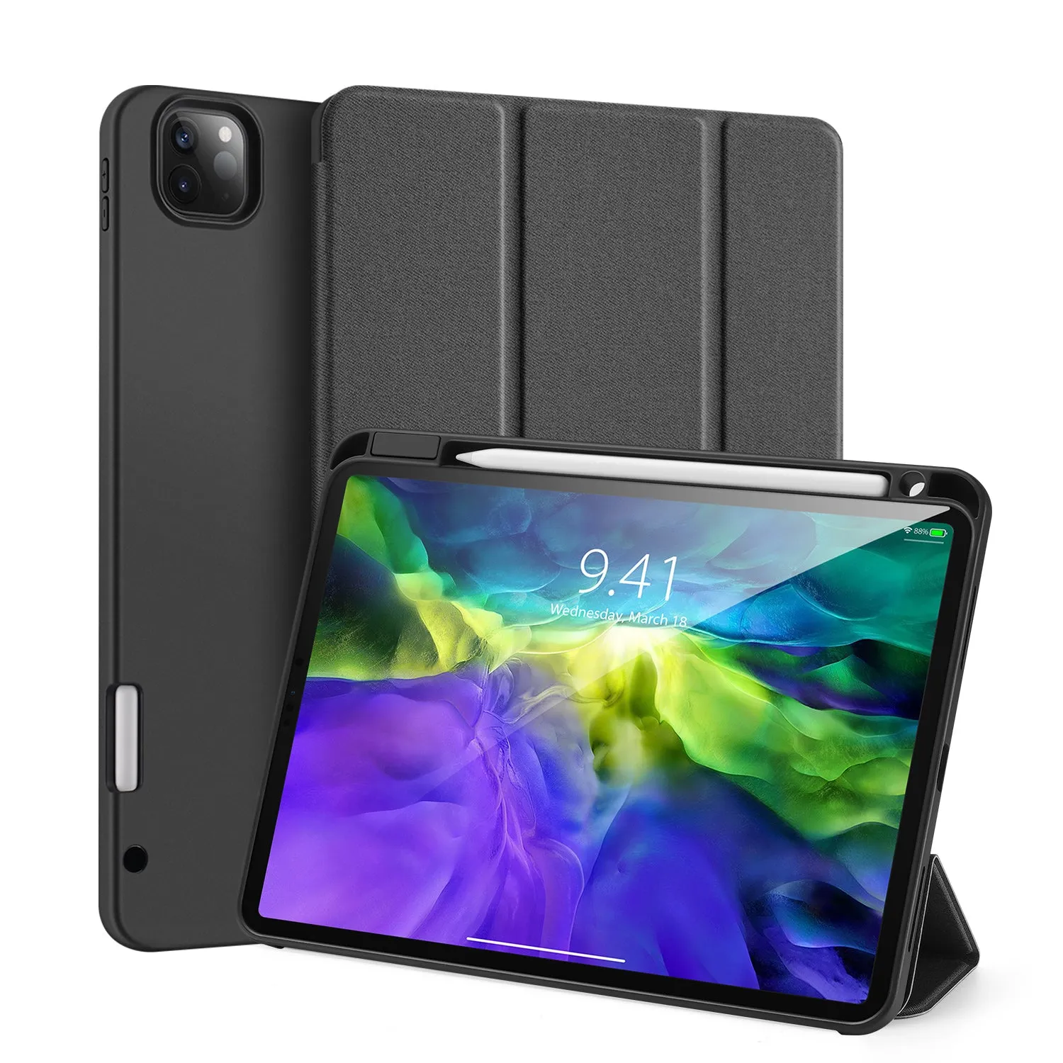 DUX DUCIS for iPad Pro 11  2020 Fall Resistant Leather Protective Case with Pen Holder Smart Stay Cover blue