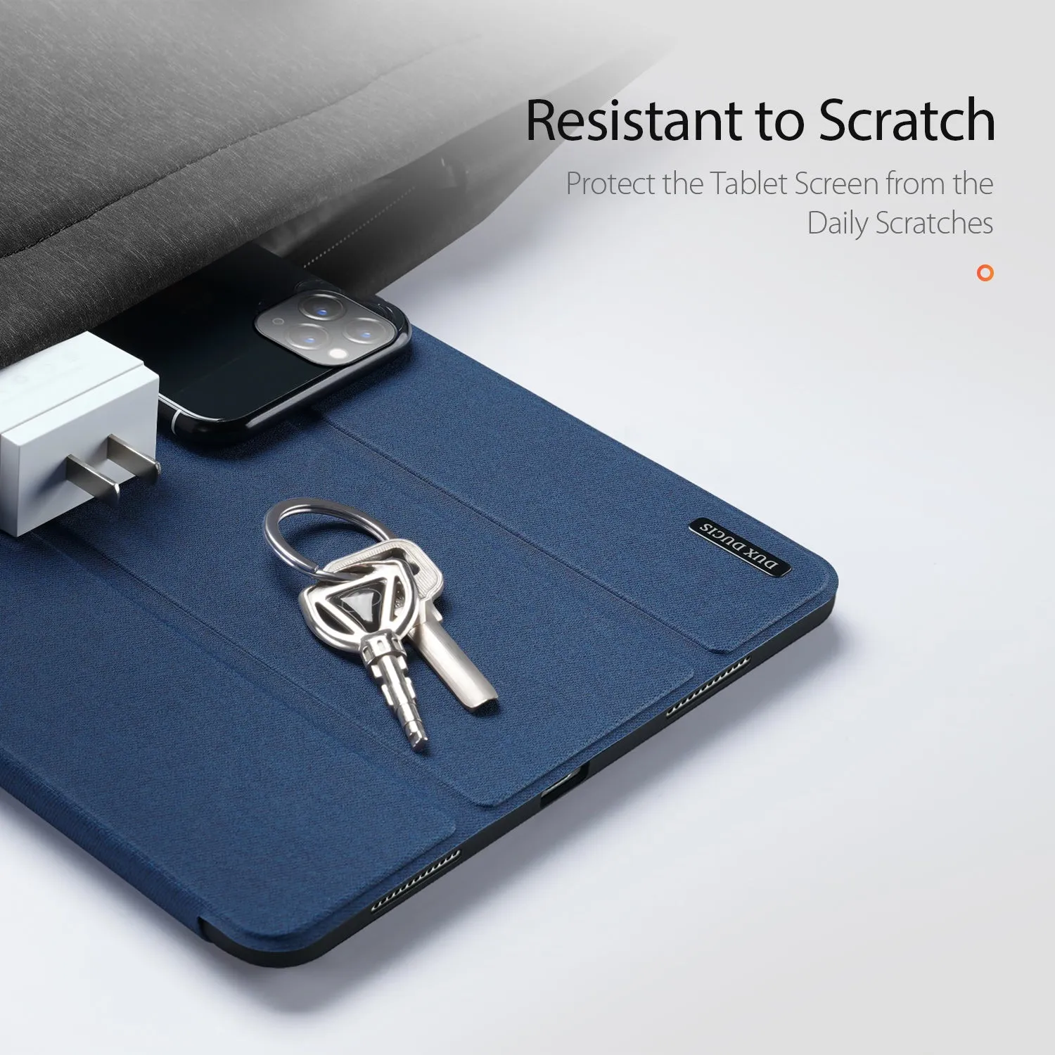 DUX DUCIS for iPad Pro 11  2020 Fall Resistant Leather Protective Case with Pen Holder Smart Stay Cover blue