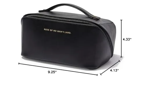EACHY Travel Makeup Bag,Large Capacity Cosmetic Bags for Women,Waterproof Portable Pouch Open Flat Toiletry Bag Make up Bag with Divider and Handle, Gifts for Women (Black, Medium)
