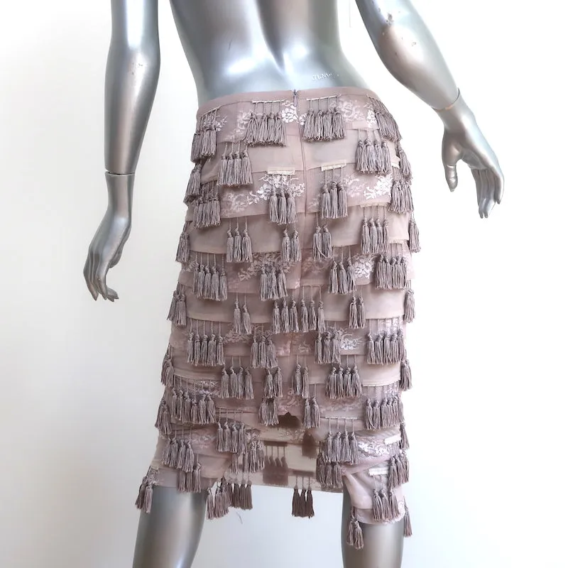 Emporio Armani Tassel Pencil Skirt Lavender Lace Size 40
