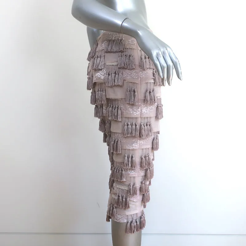 Emporio Armani Tassel Pencil Skirt Lavender Lace Size 40