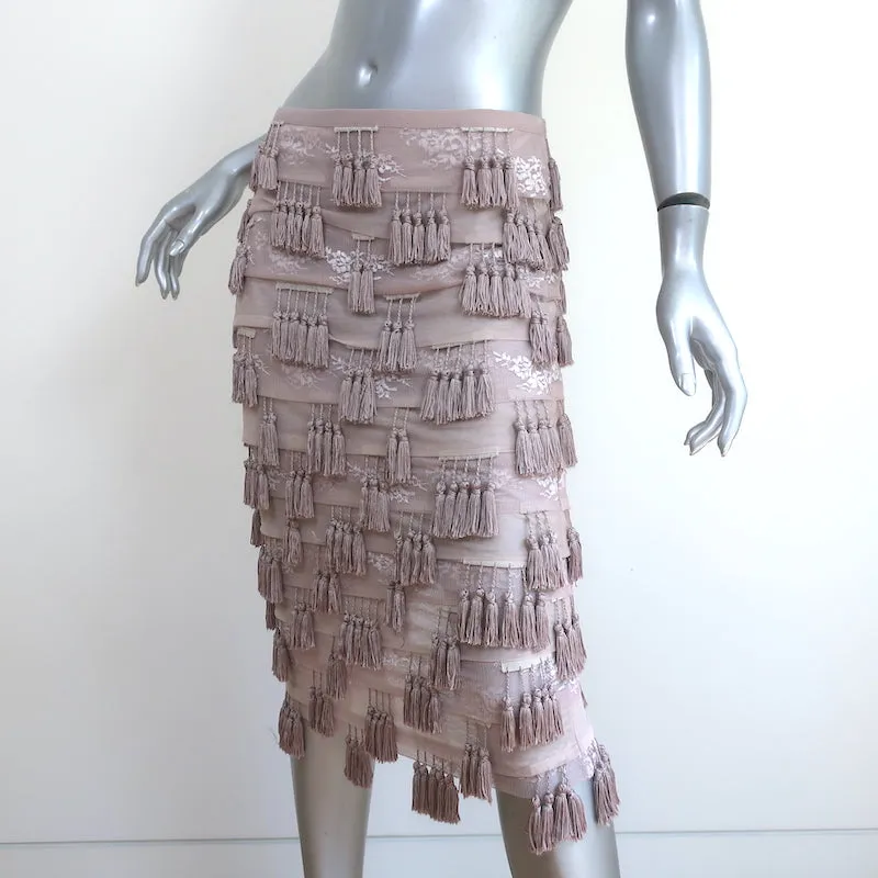 Emporio Armani Tassel Pencil Skirt Lavender Lace Size 40