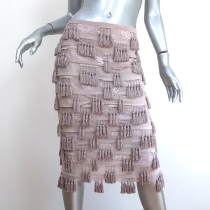 Emporio Armani Tassel Pencil Skirt Lavender Lace Size 40