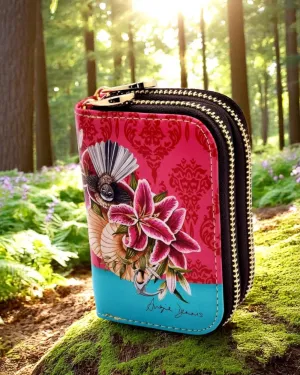 Fantail Bird with Shell and Pink Lily Card Holder
