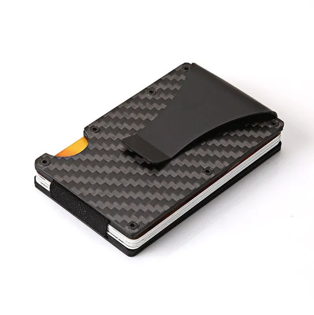 Fashion Carbon Fiber Card Holder Wallet Designer Aluminium Credit Card Holder Metal Minimalist Rfid Card Wallets Men Cardholder