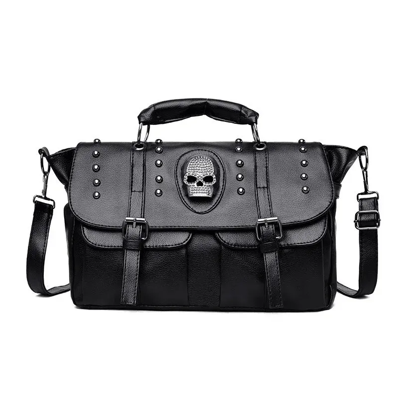 Faux Leather Skull Crossbody Bag