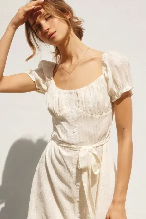Floral Jacquard Puff Sleeve Dress