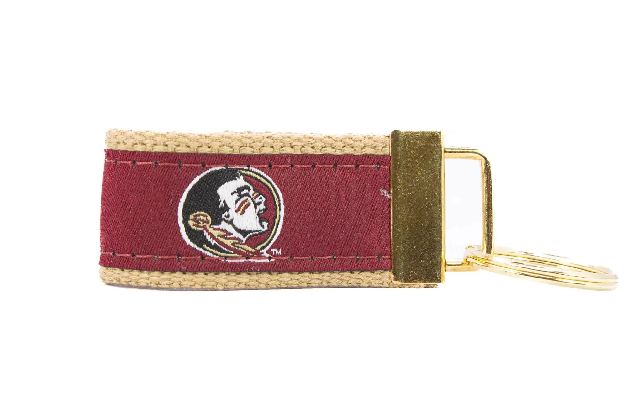 Florida State Seminoles Collegiate Woven Ribbon Key Chain. FSU Key Fob. Florida State Gift. Noles Key Ring. Brass Clasp and O-Ring.