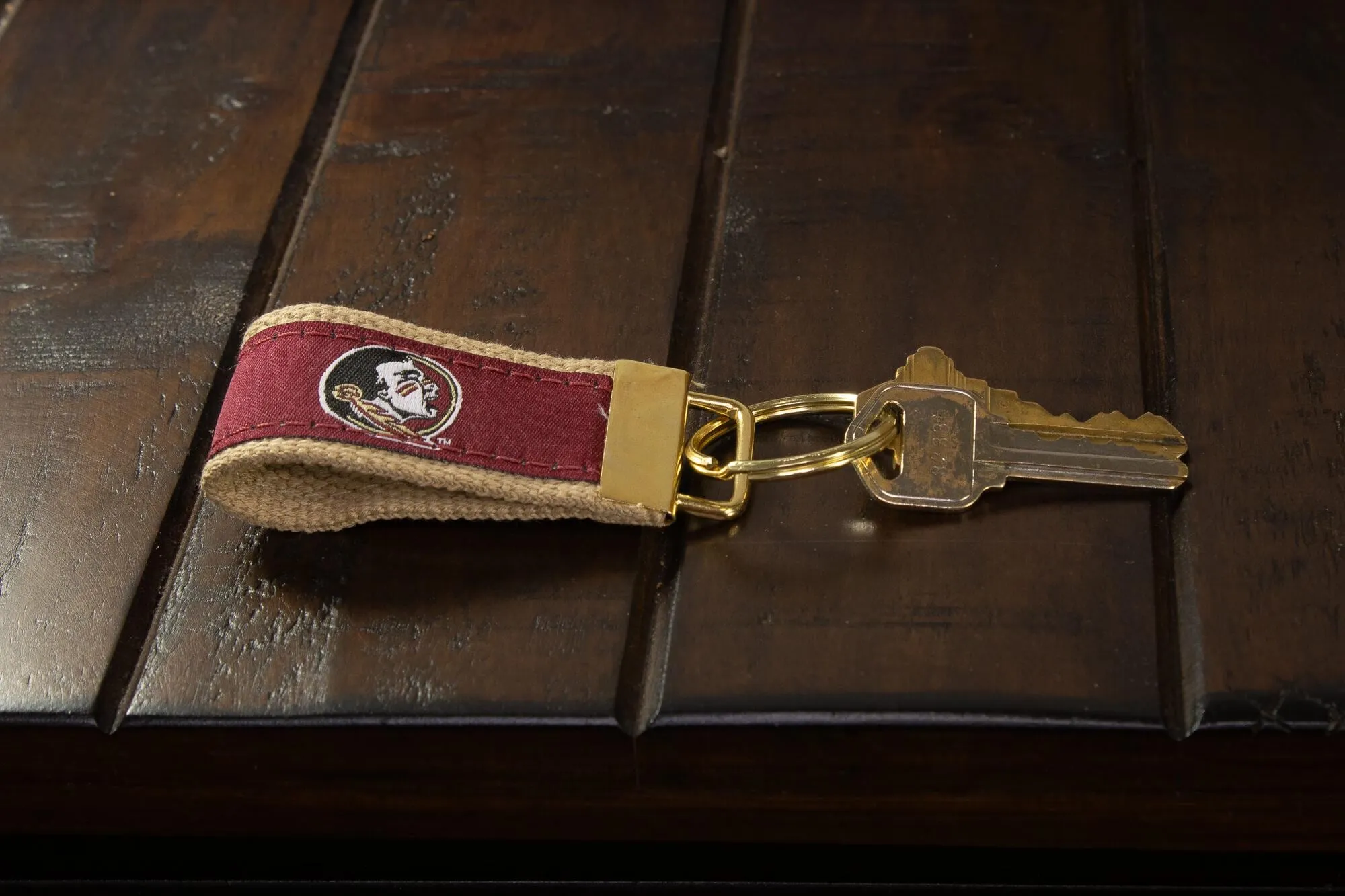 Florida State Seminoles Collegiate Woven Ribbon Key Chain. FSU Key Fob. Florida State Gift. Noles Key Ring. Brass Clasp and O-Ring.