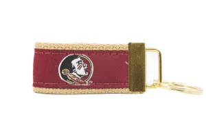 Florida State Seminoles Collegiate Woven Ribbon Key Chain. FSU Key Fob. Florida State Gift. Noles Key Ring. Brass Clasp and O-Ring.