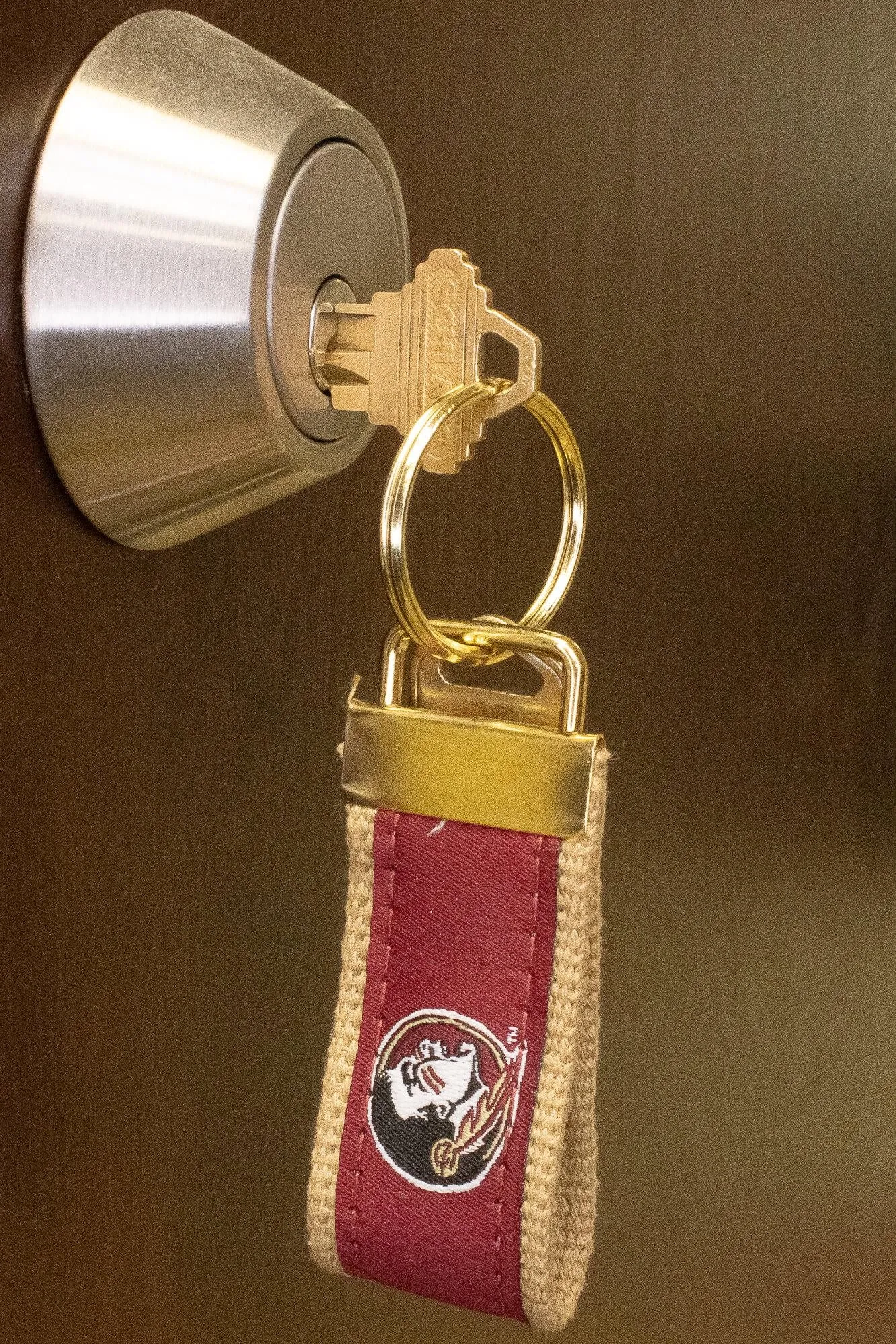 Florida State Seminoles Collegiate Woven Ribbon Key Chain. FSU Key Fob. Florida State Gift. Noles Key Ring. Brass Clasp and O-Ring.