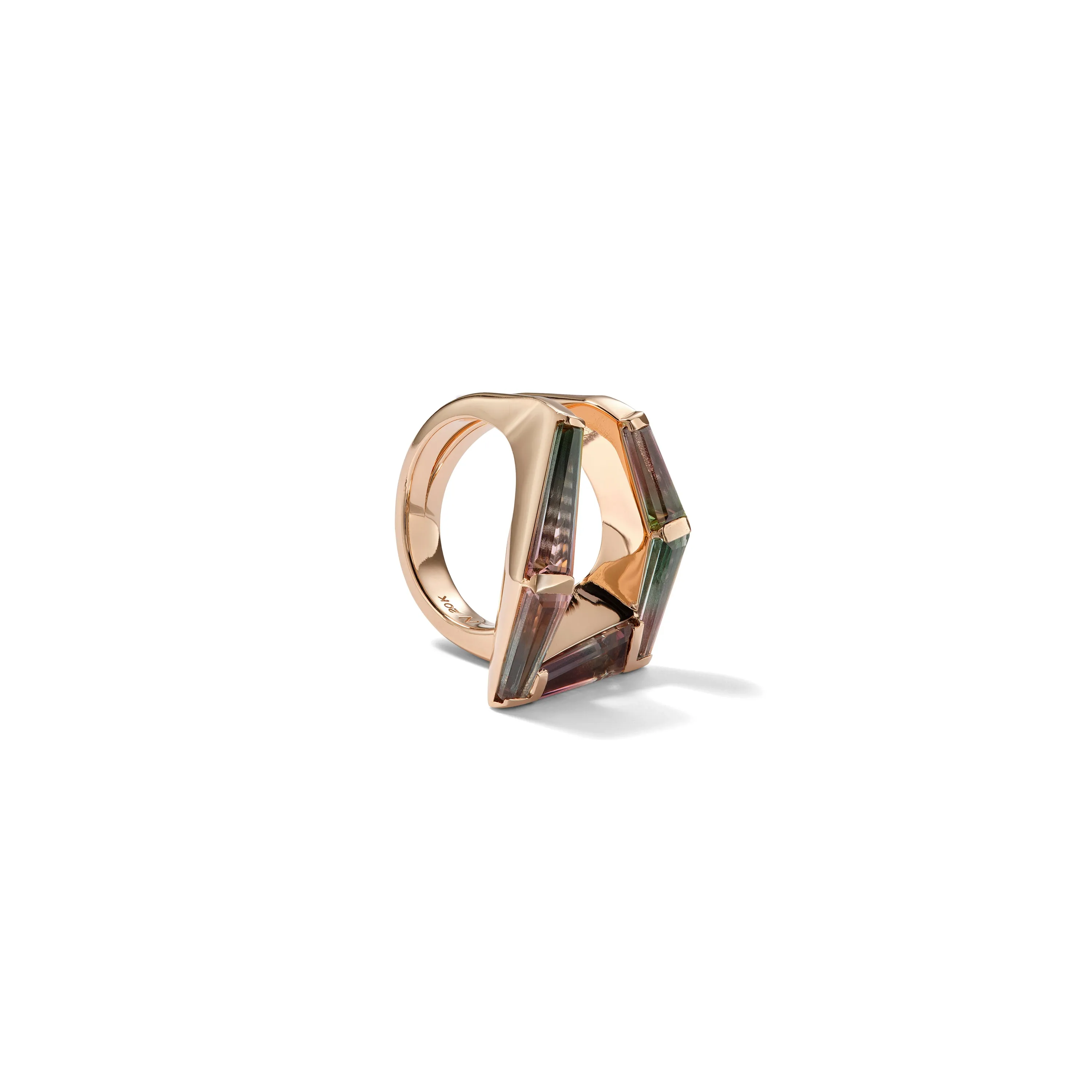 Fold-Over Mosaic Ring - Bi-Color Tourmaline