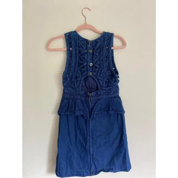 Free people New Romantics Blue Denim Cut Out Dress Size 4