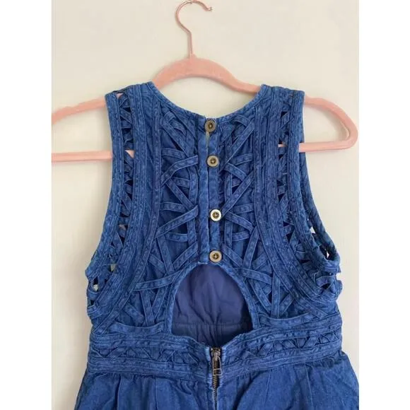 Free people New Romantics Blue Denim Cut Out Dress Size 4