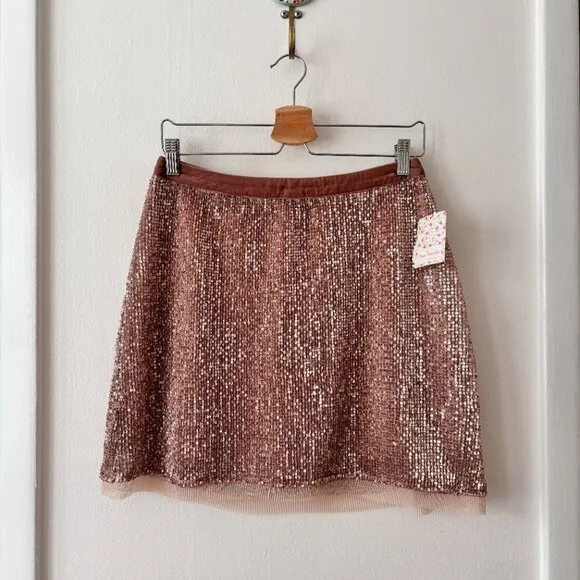 Free People Sequin Mesh Wild Child Mini Skirt