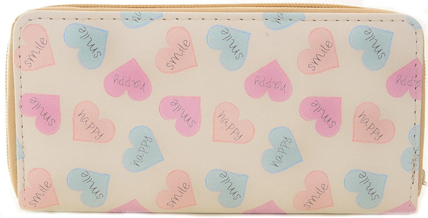 Funky Hearts Teacups Bi-Fold Vegan Leather Wallet