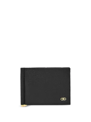 Gancini leather clip wallet