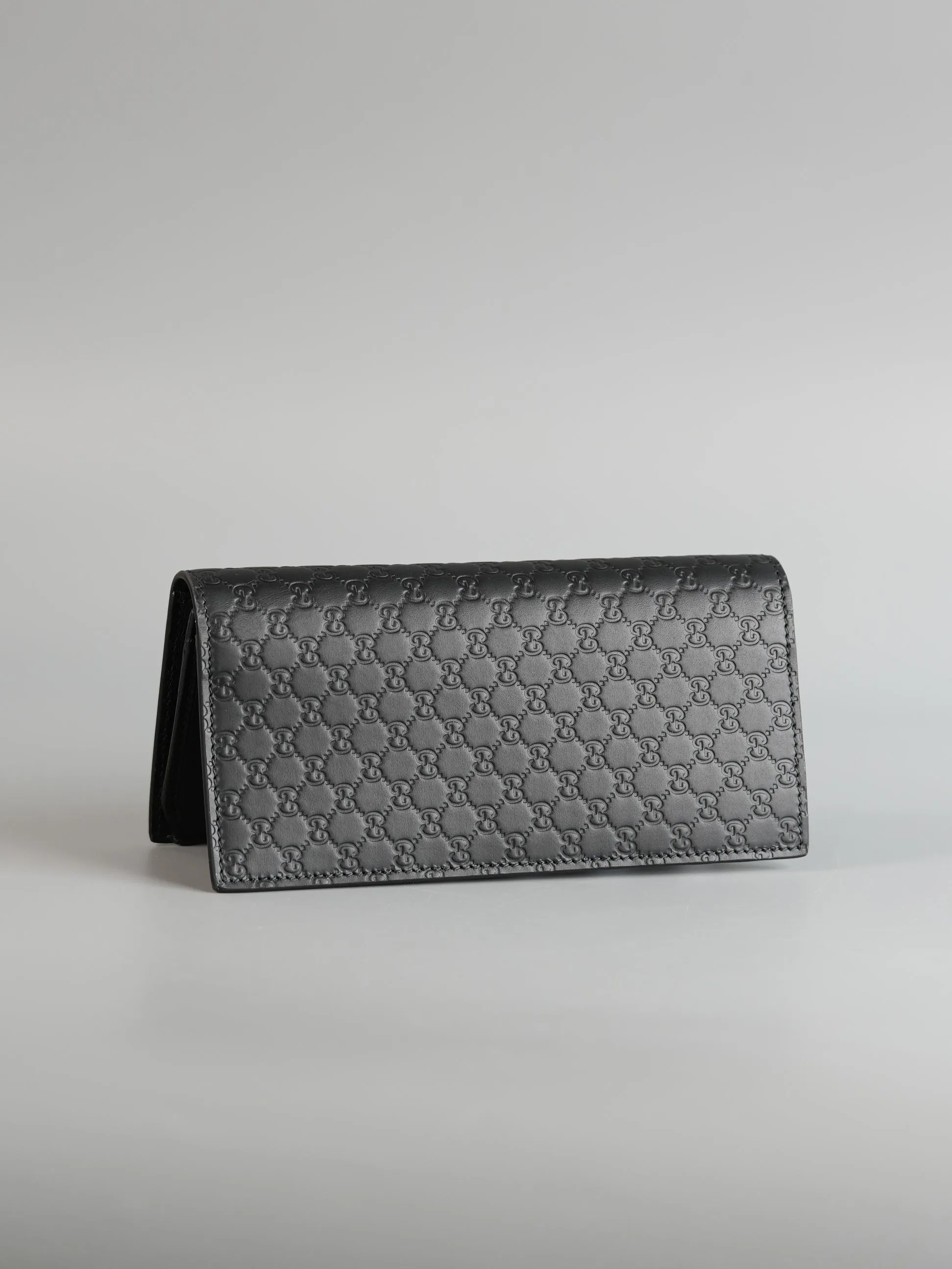 GG Guccissima Emblem Black Long Bi-Fold Wallet