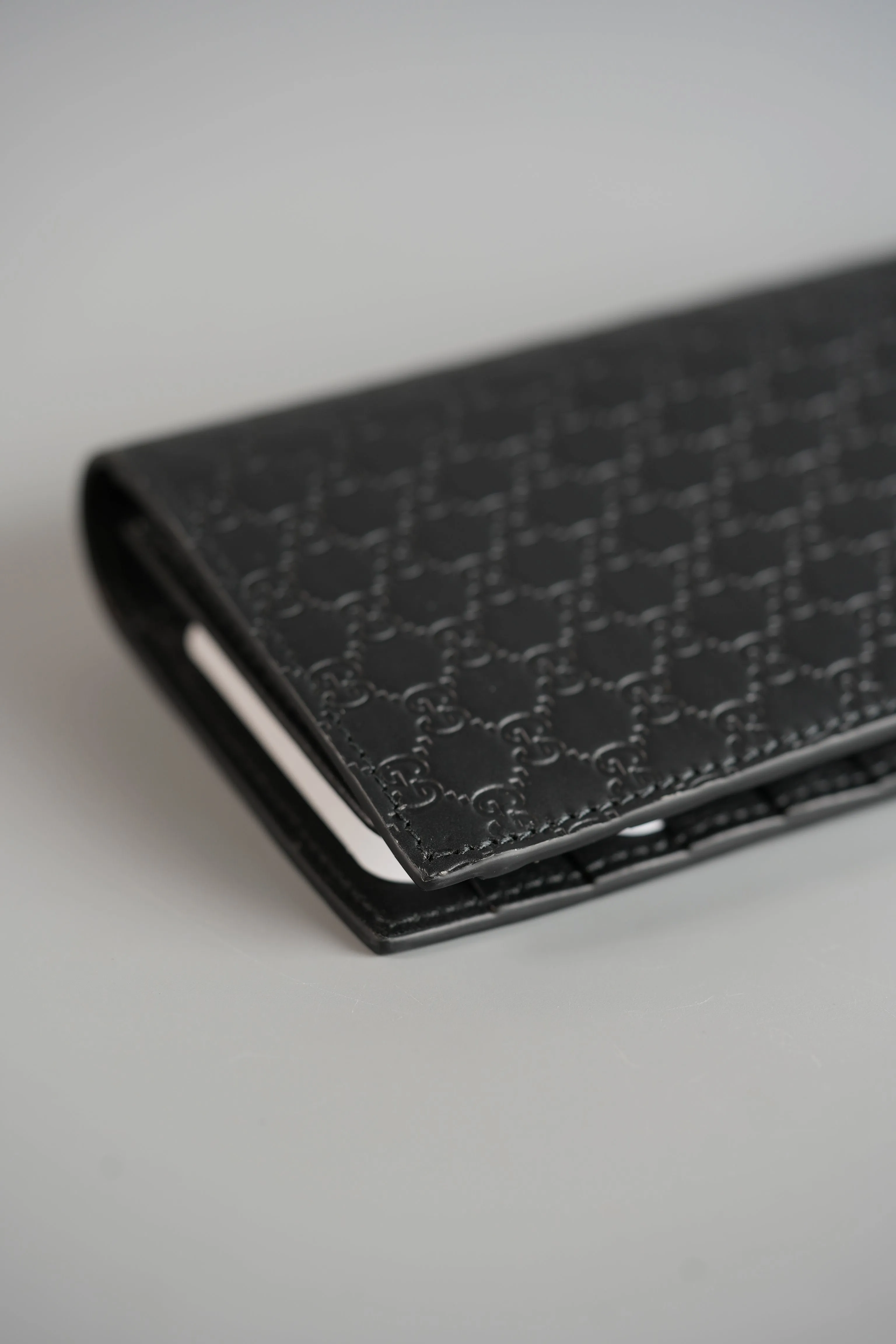 GG Guccissima Emblem Black Long Bi-Fold Wallet