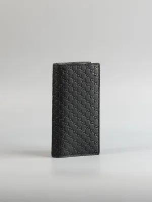 GG Guccissima Emblem Black Long Bi-Fold Wallet