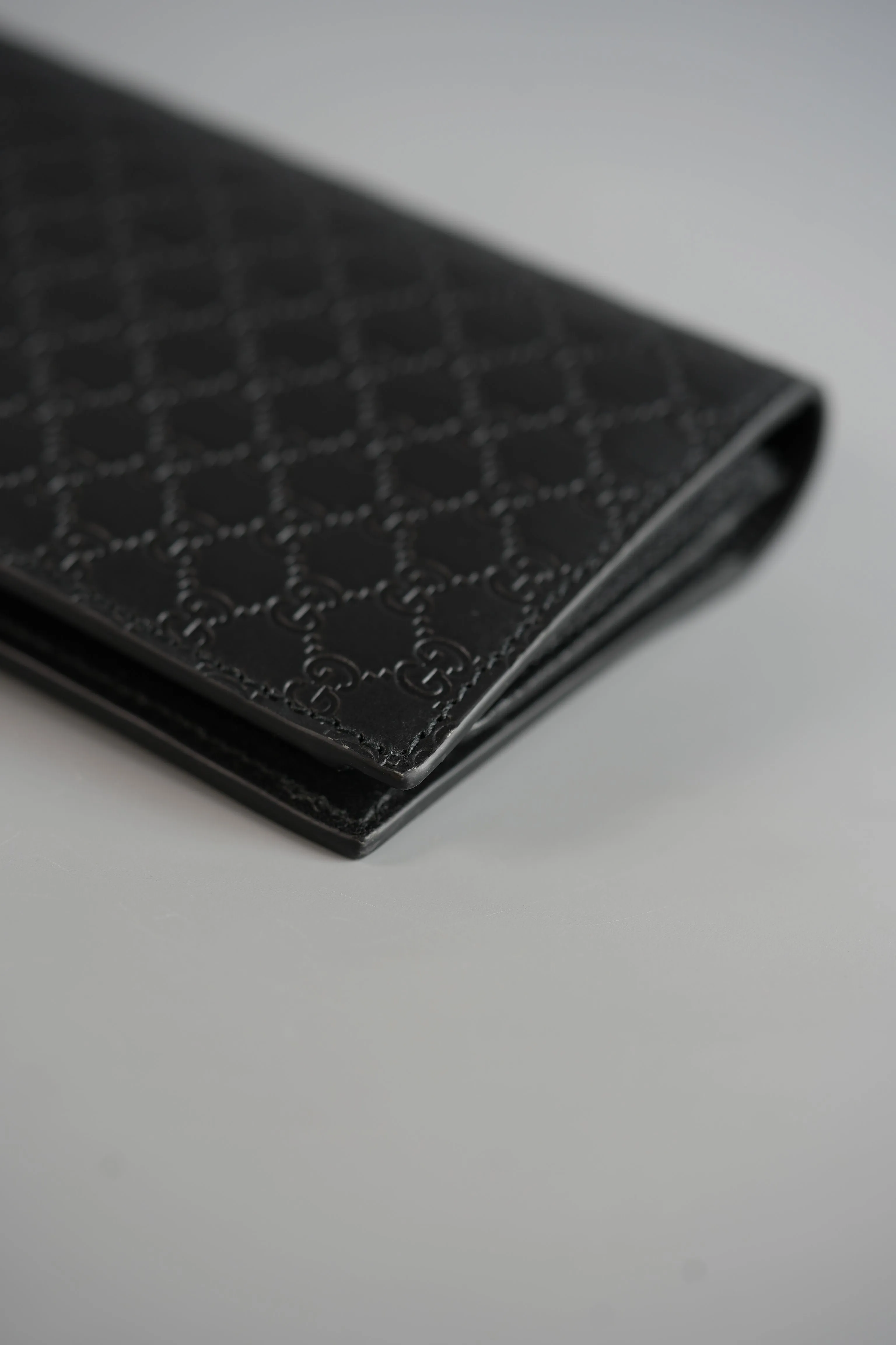 GG Guccissima Emblem Black Long Bi-Fold Wallet