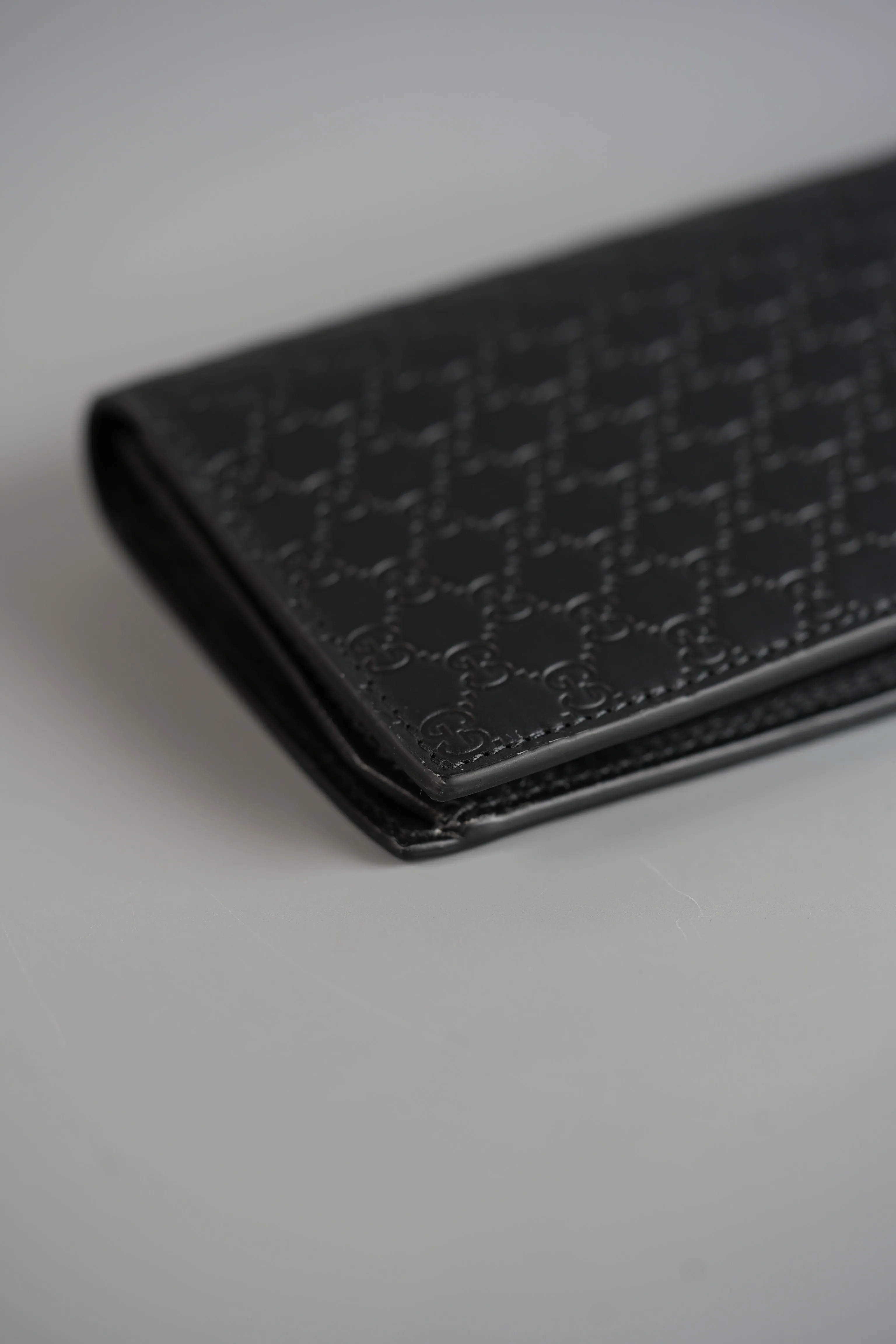 GG Guccissima Emblem Black Long Bi-Fold Wallet