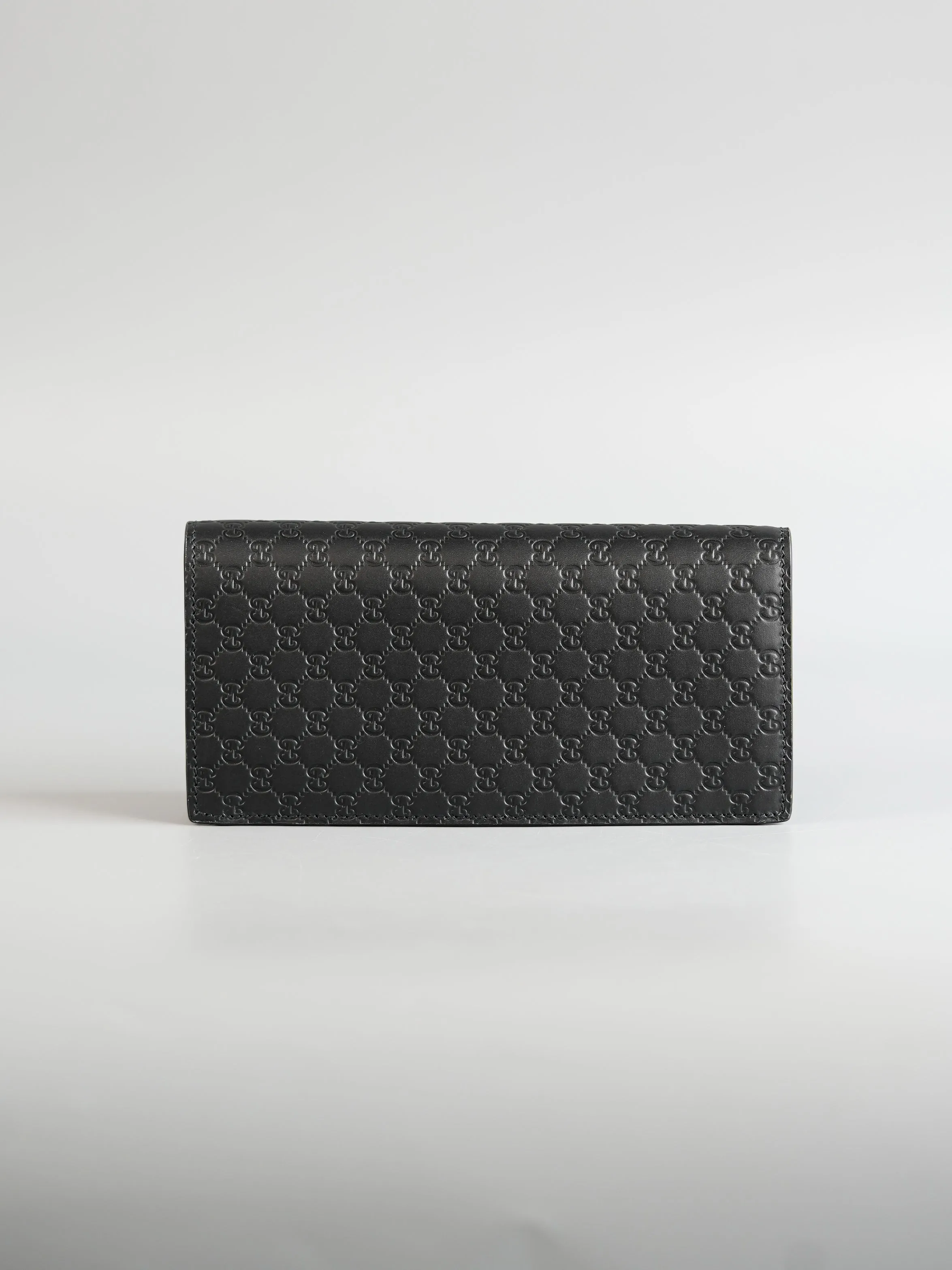 GG Guccissima Emblem Black Long Bi-Fold Wallet