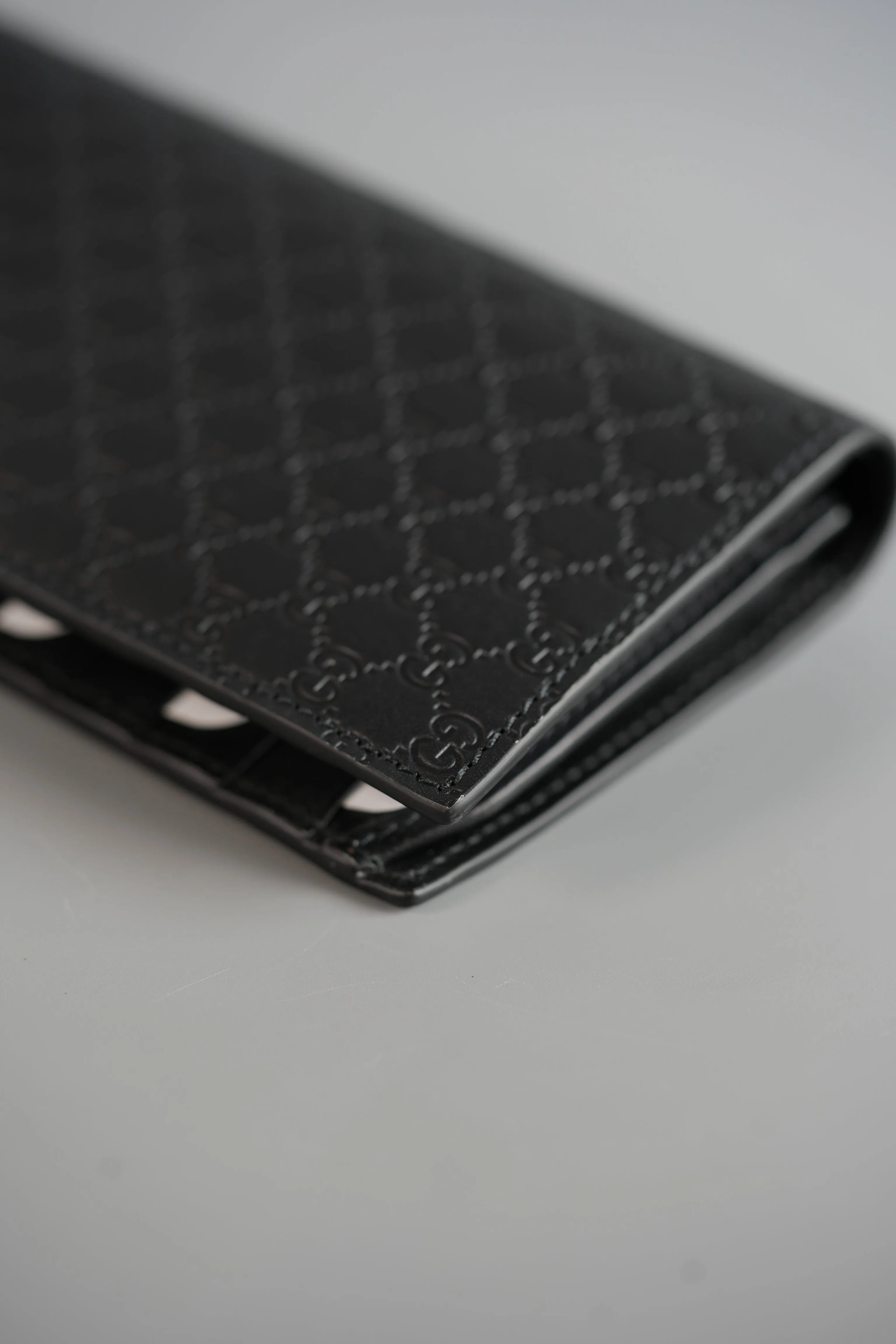 GG Guccissima Emblem Black Long Bi-Fold Wallet