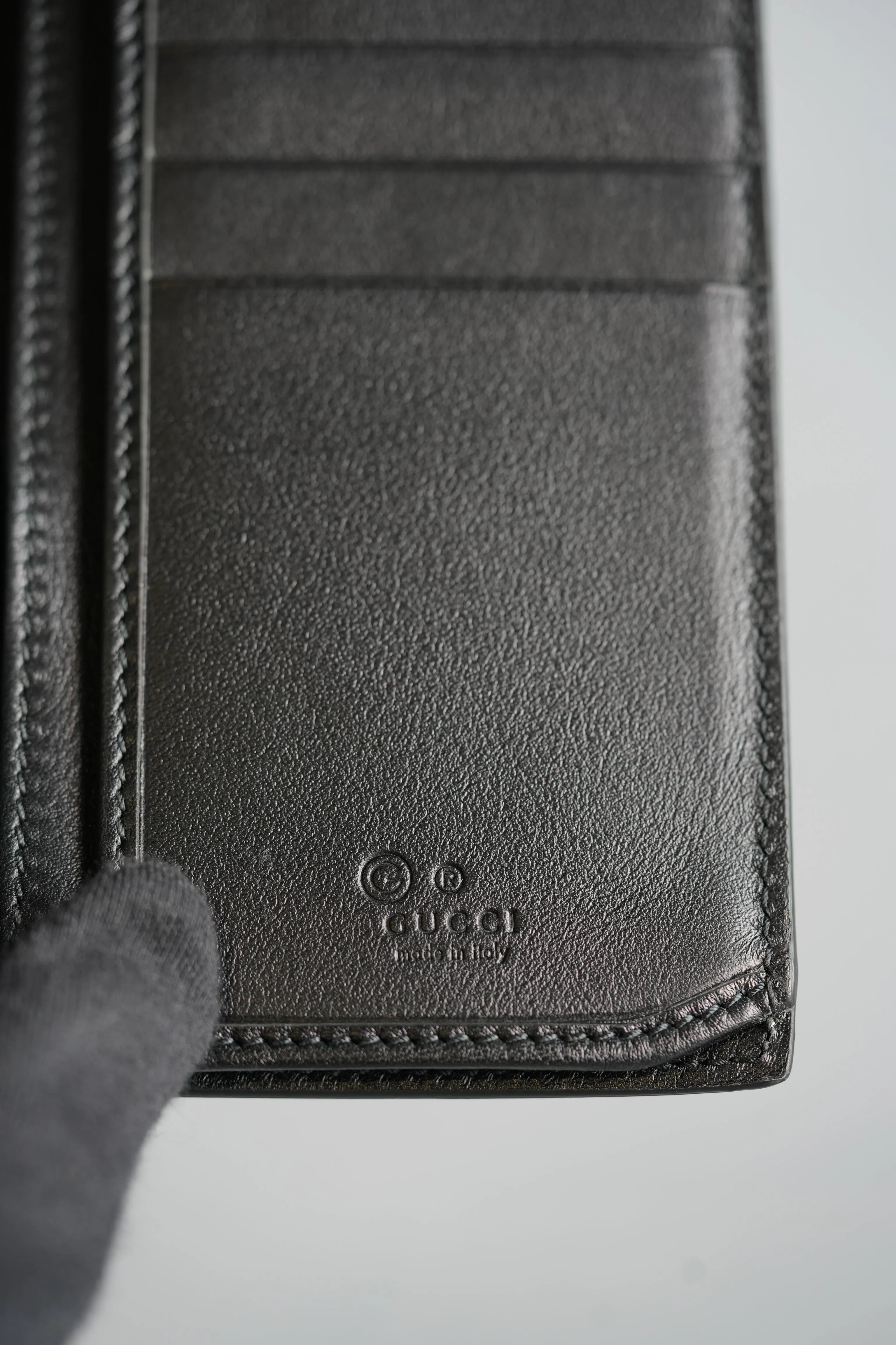 GG Guccissima Emblem Black Long Bi-Fold Wallet