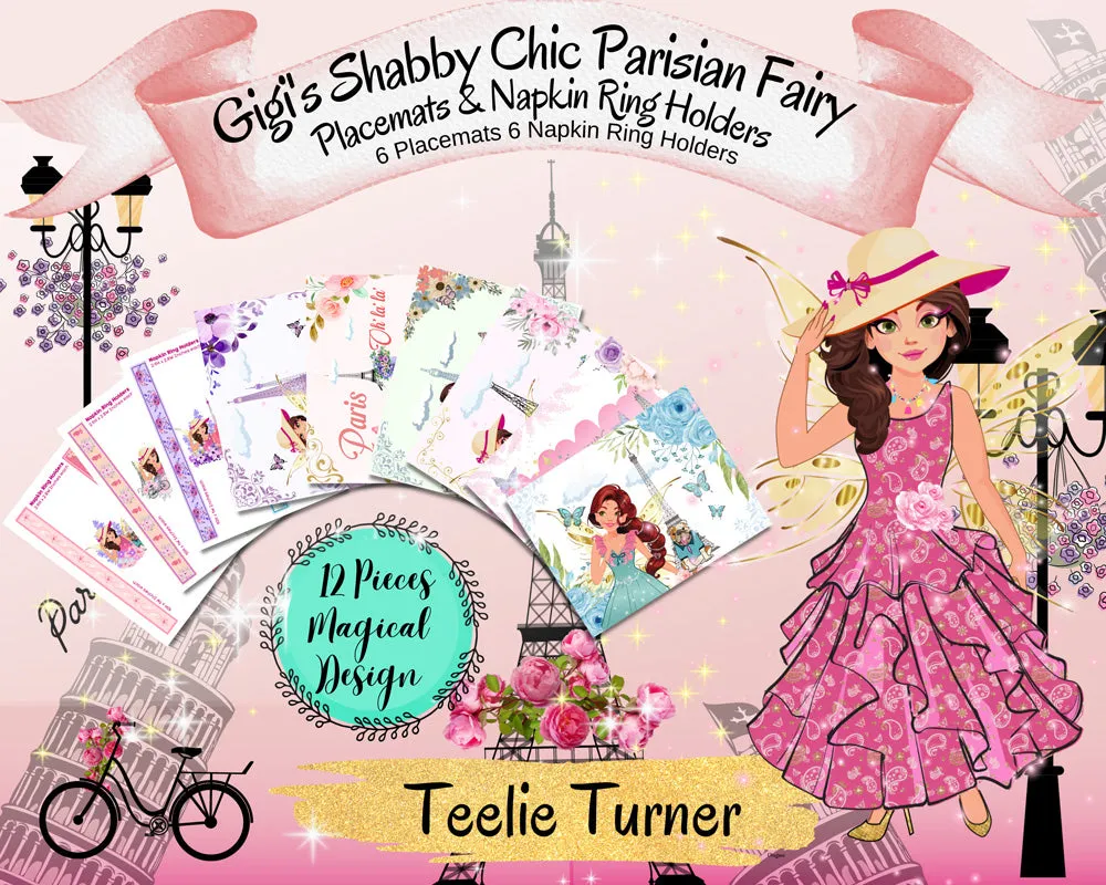 Gigi the Chic Magical Fairy Placemats & Napkins Ring Holders