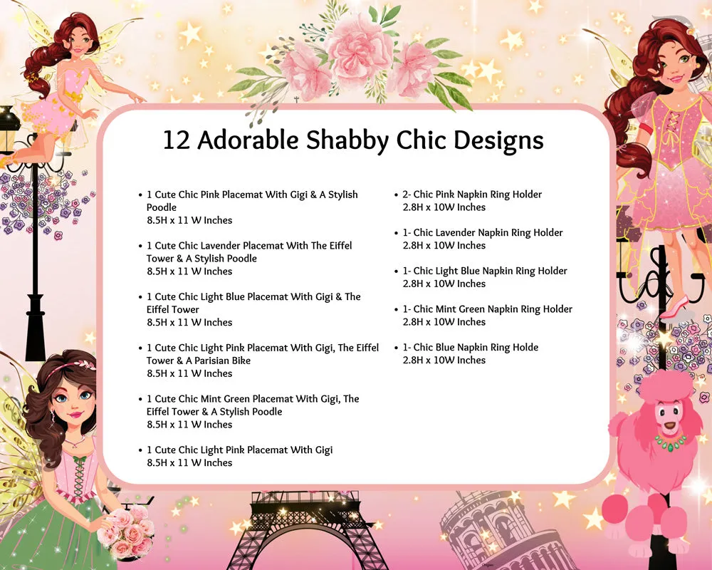 Gigi the Chic Magical Fairy Placemats & Napkins Ring Holders