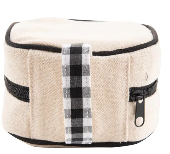 Gingham Canvas Square Jewelry Case