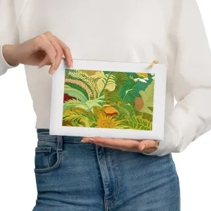 Glam Green Foliage Cosmetic Bag with Gold Color Zipper