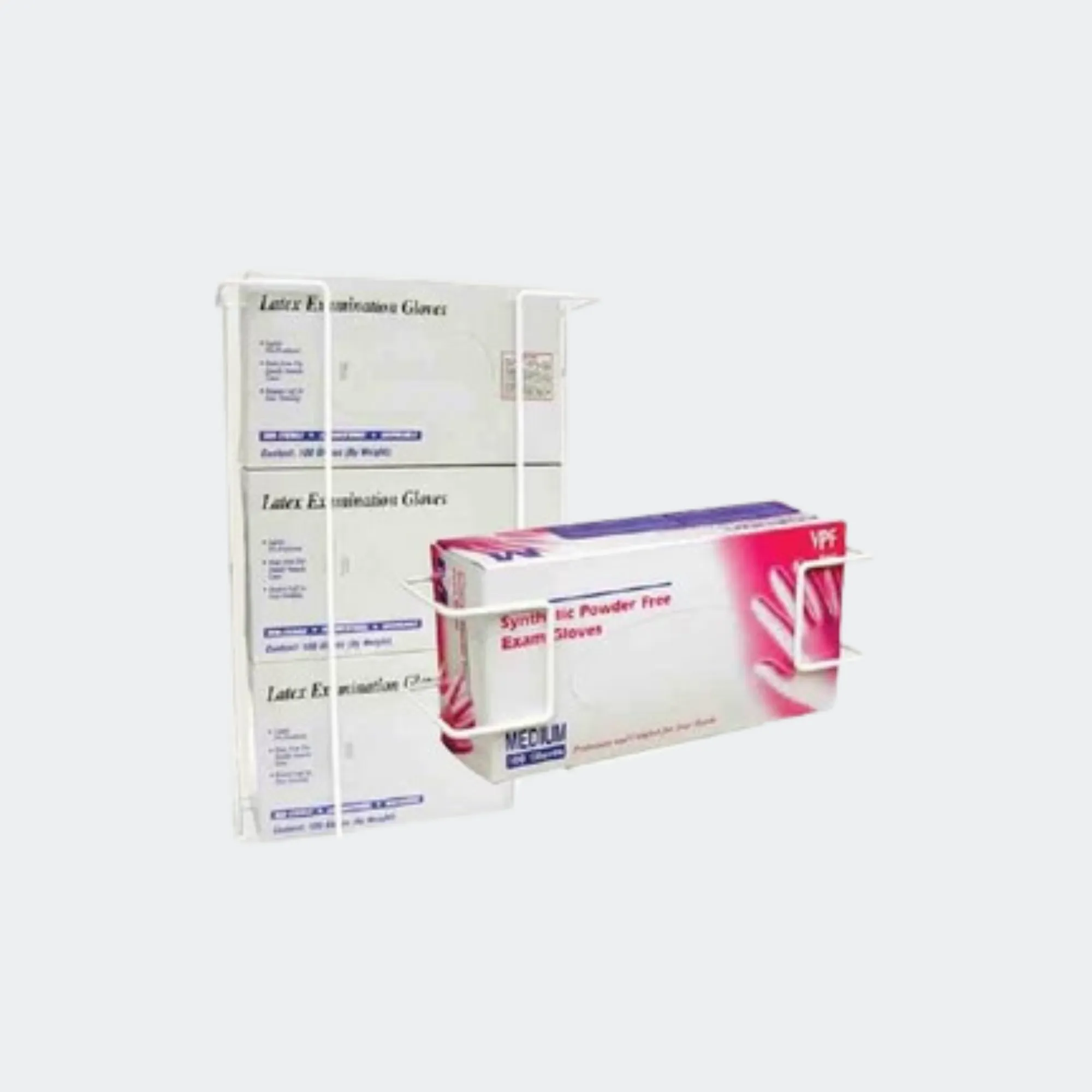 Glove Box Holder Economy Horizontal or Vertical Mount 3-Box White 4-1/2 X 11-1/2 X 16 Inch Aluminum