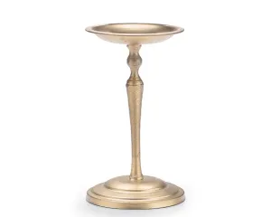 Gold aluminum metal pillar candle holder