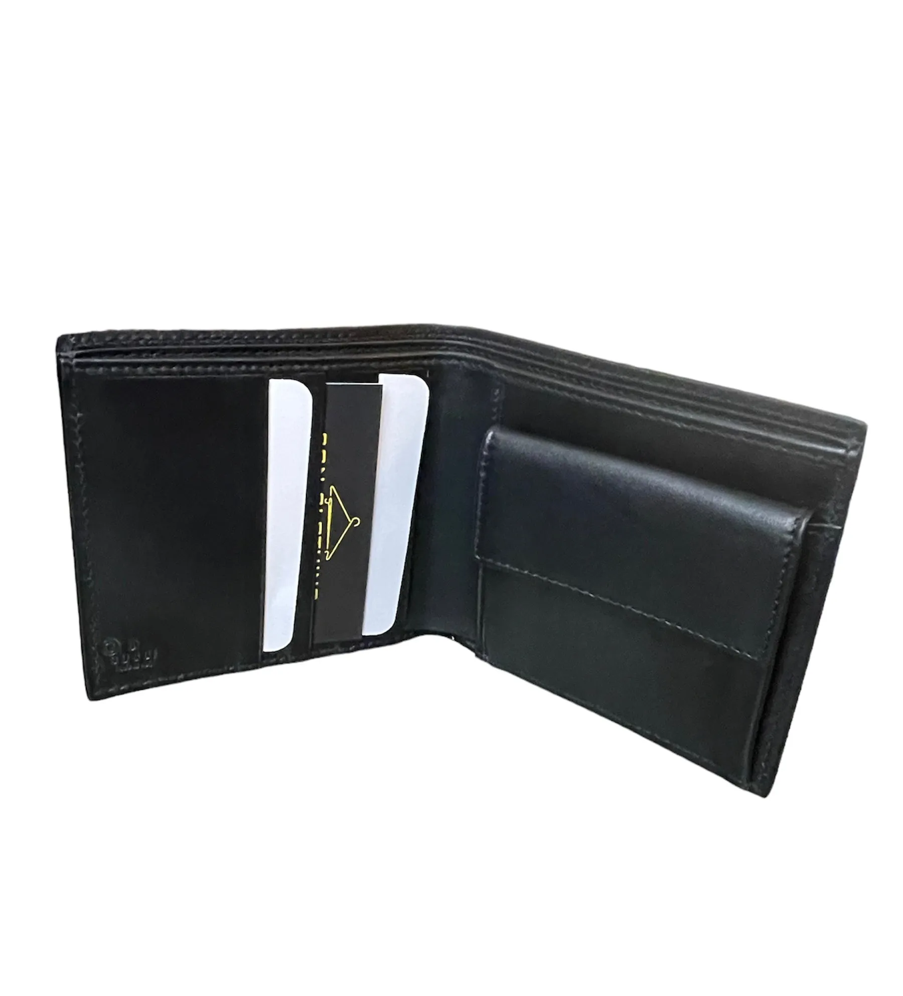 GUCCI GG LEATHER EMBOSSED COIN POUCH WALLET - BLACK