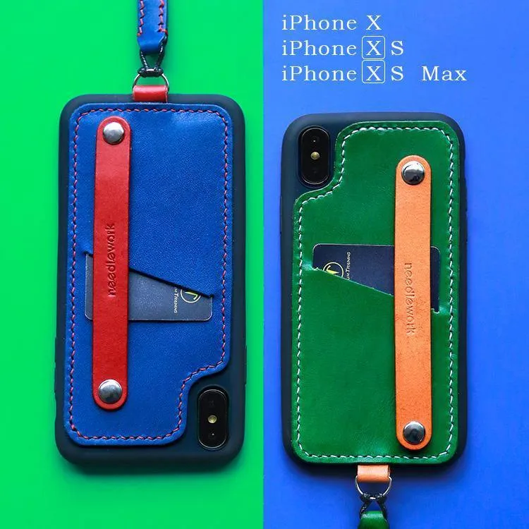 Handmade Leather iPhone X Case with Card Holder CONTRAST COLOR iPhone X Leather Case