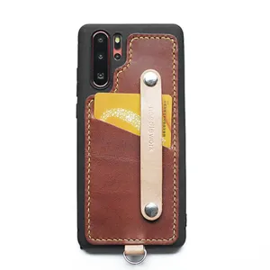 Handmade Orange Leather Huawei P30 Pro Case with Card Holder CONTRAST COLOR Huawei P30 Pro Leather Case