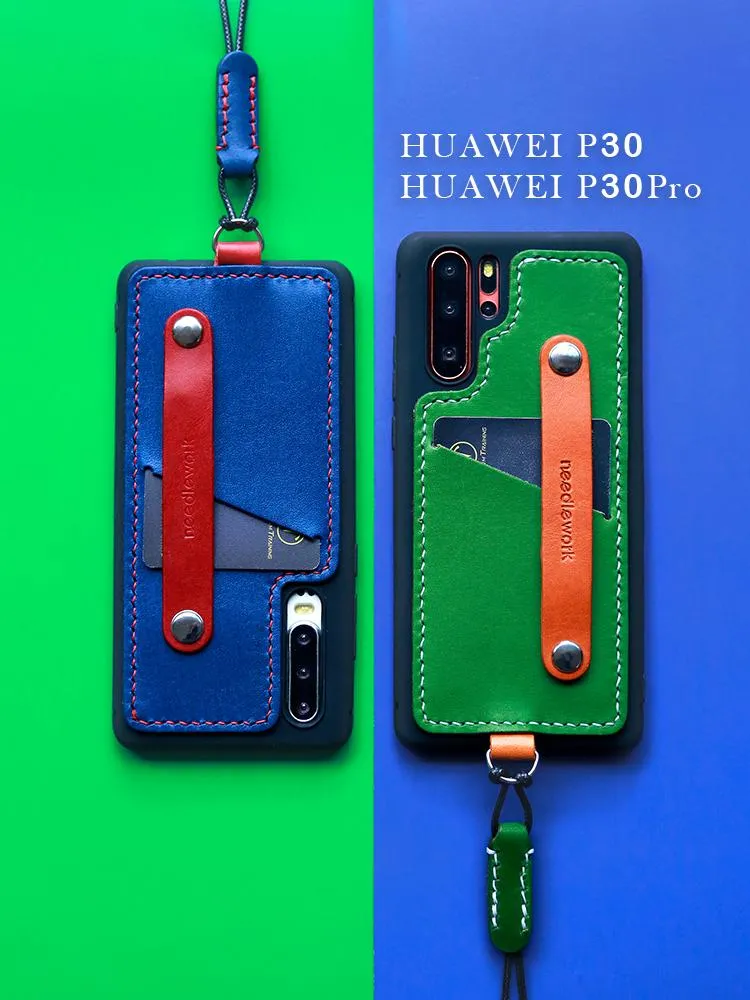 Handmade Orange Leather Huawei P30 Pro Case with Card Holder CONTRAST COLOR Huawei P30 Pro Leather Case