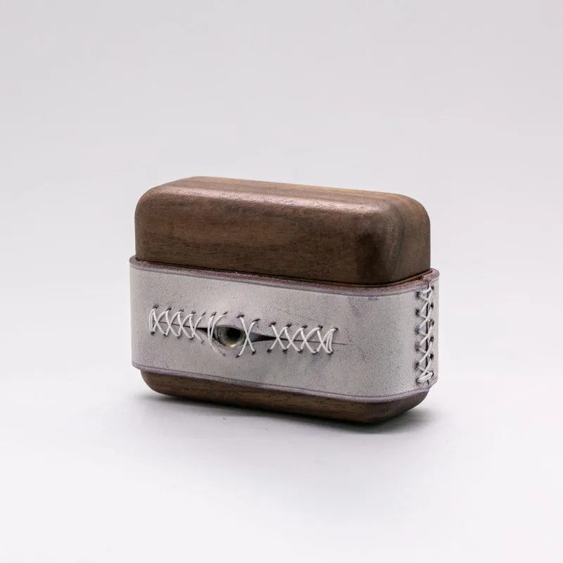 Handmade Purple Leather Wood AirPods 1,2 Case with Eye Purple Leather AirPods 1,2 Case Airpod Case Cover