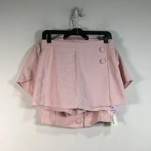 Haute Monde 2 Piece Top/Short Set, M - Baby Pink/White Women's