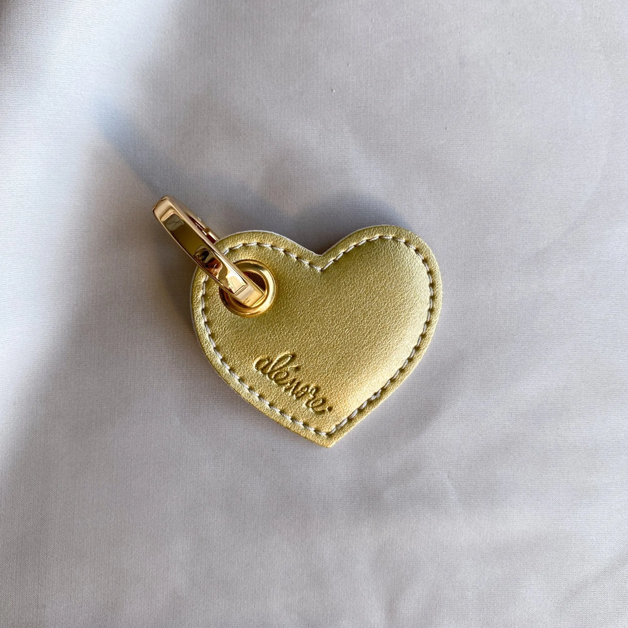 Heart Vegan Apple Leather Key Ring | Gold & Pink
