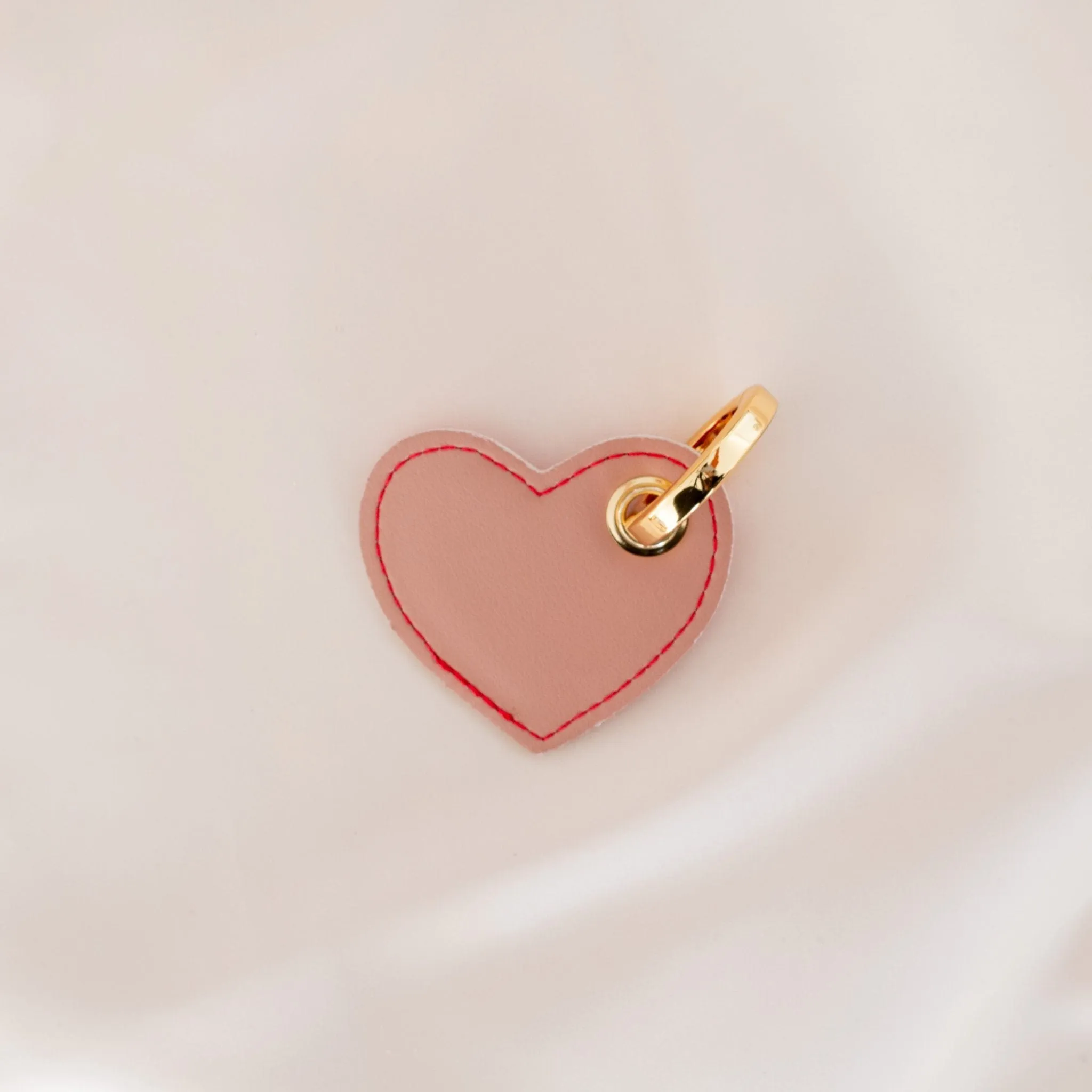 Heart Vegan Apple Leather Key Ring | Red & Old Pink