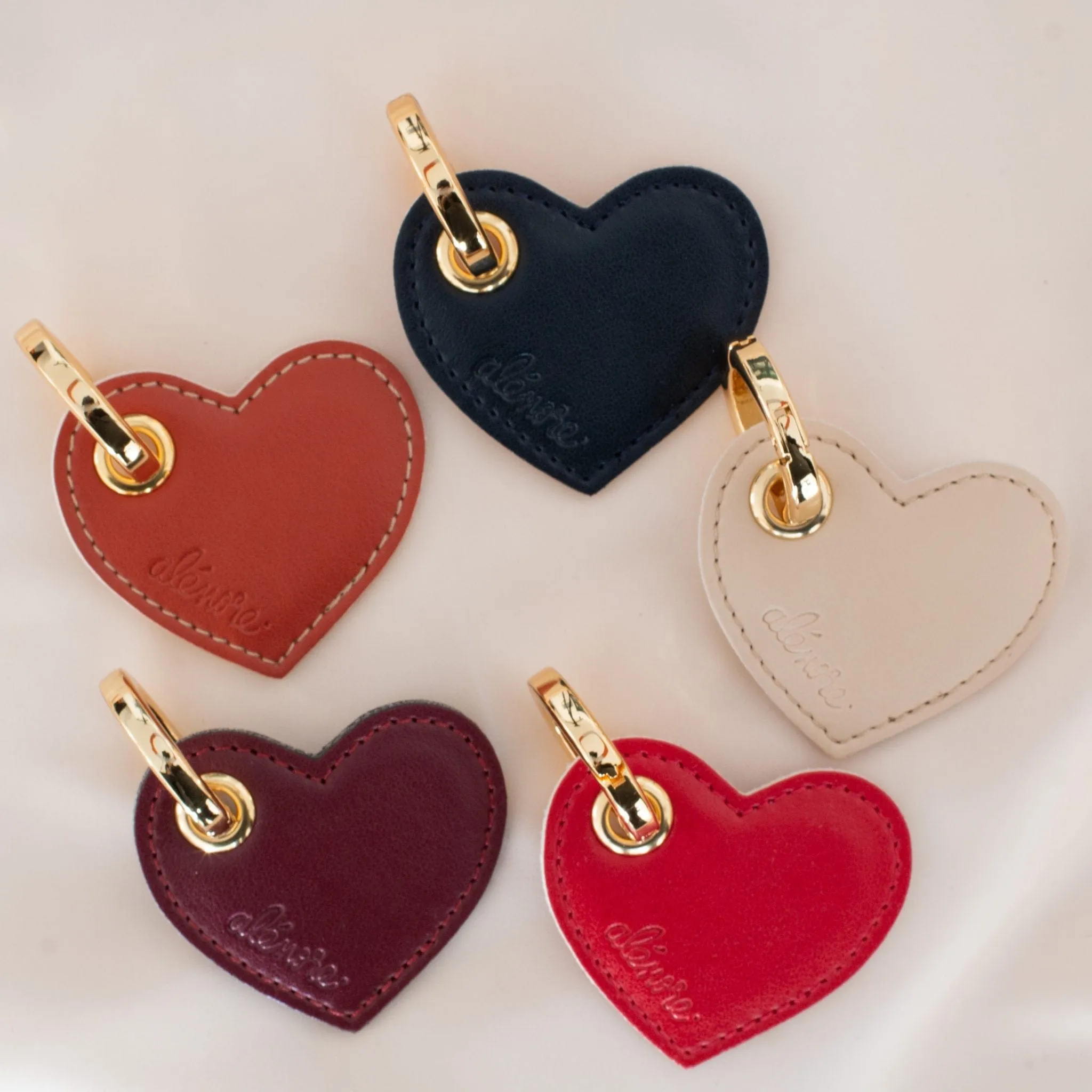 Heart Vegan Apple Leather Key Ring | Red & Old Pink