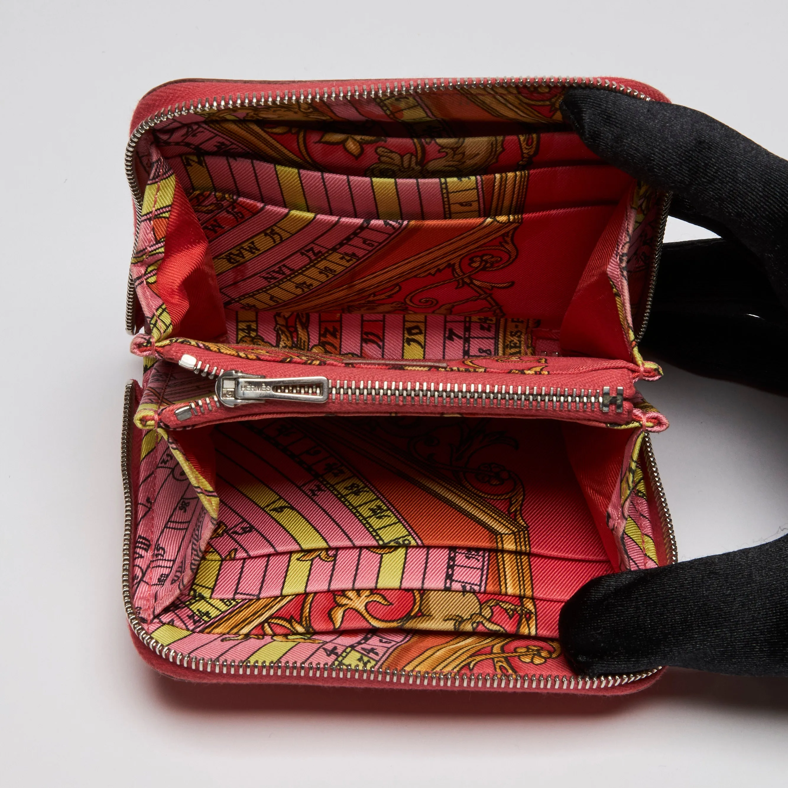 Hermes Coral Zip Around Coin and Card Pouch