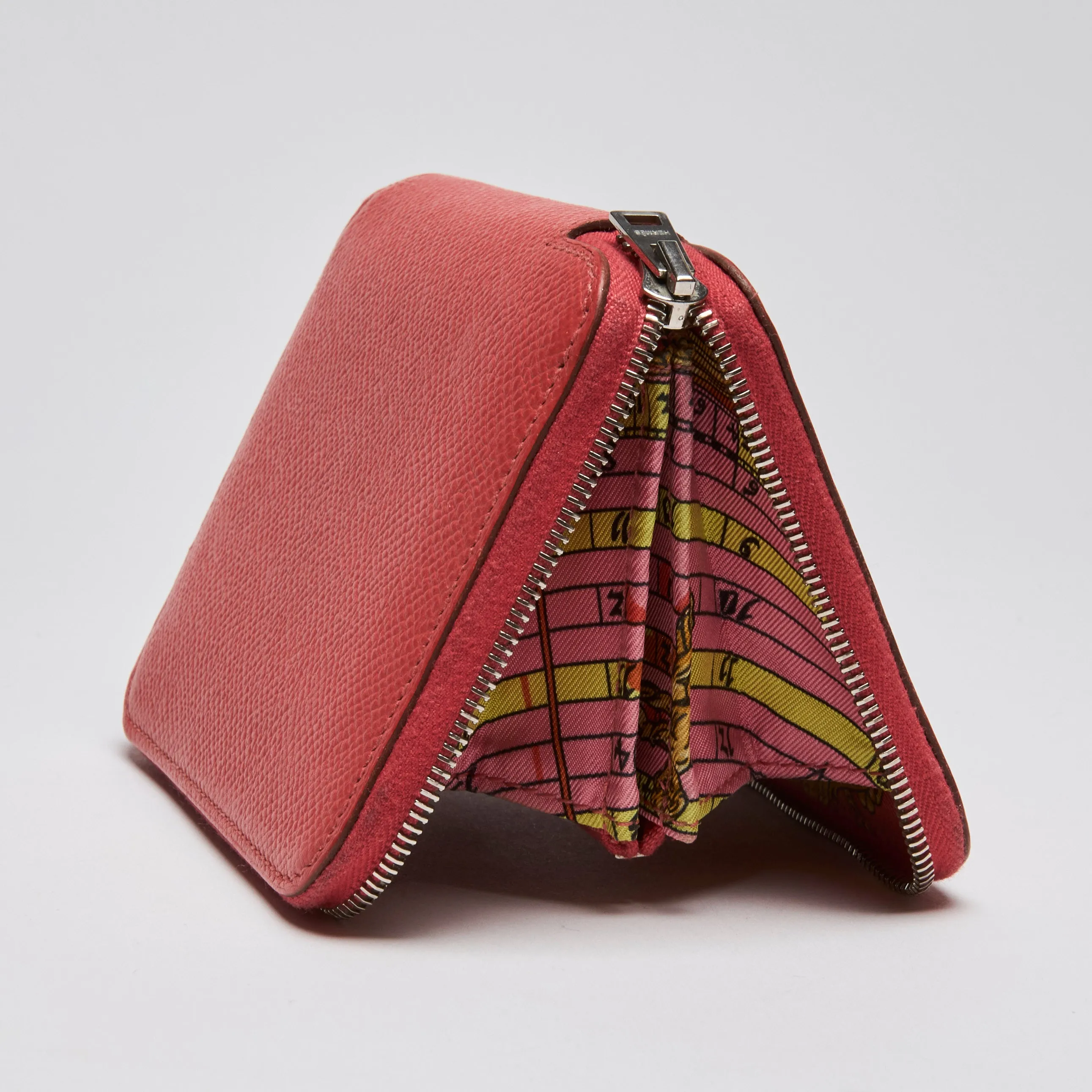Hermes Coral Zip Around Coin and Card Pouch