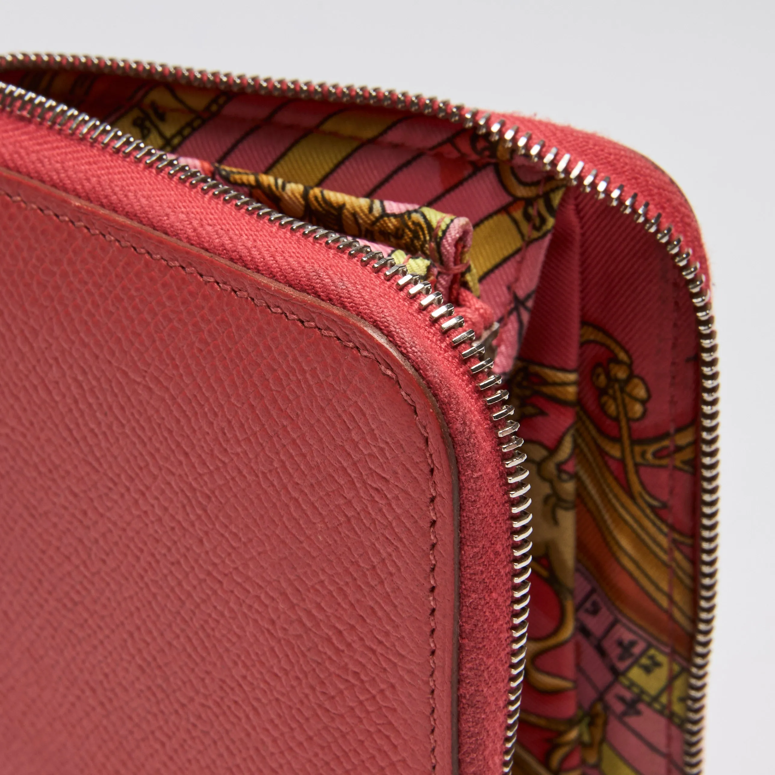 Hermes Coral Zip Around Coin and Card Pouch