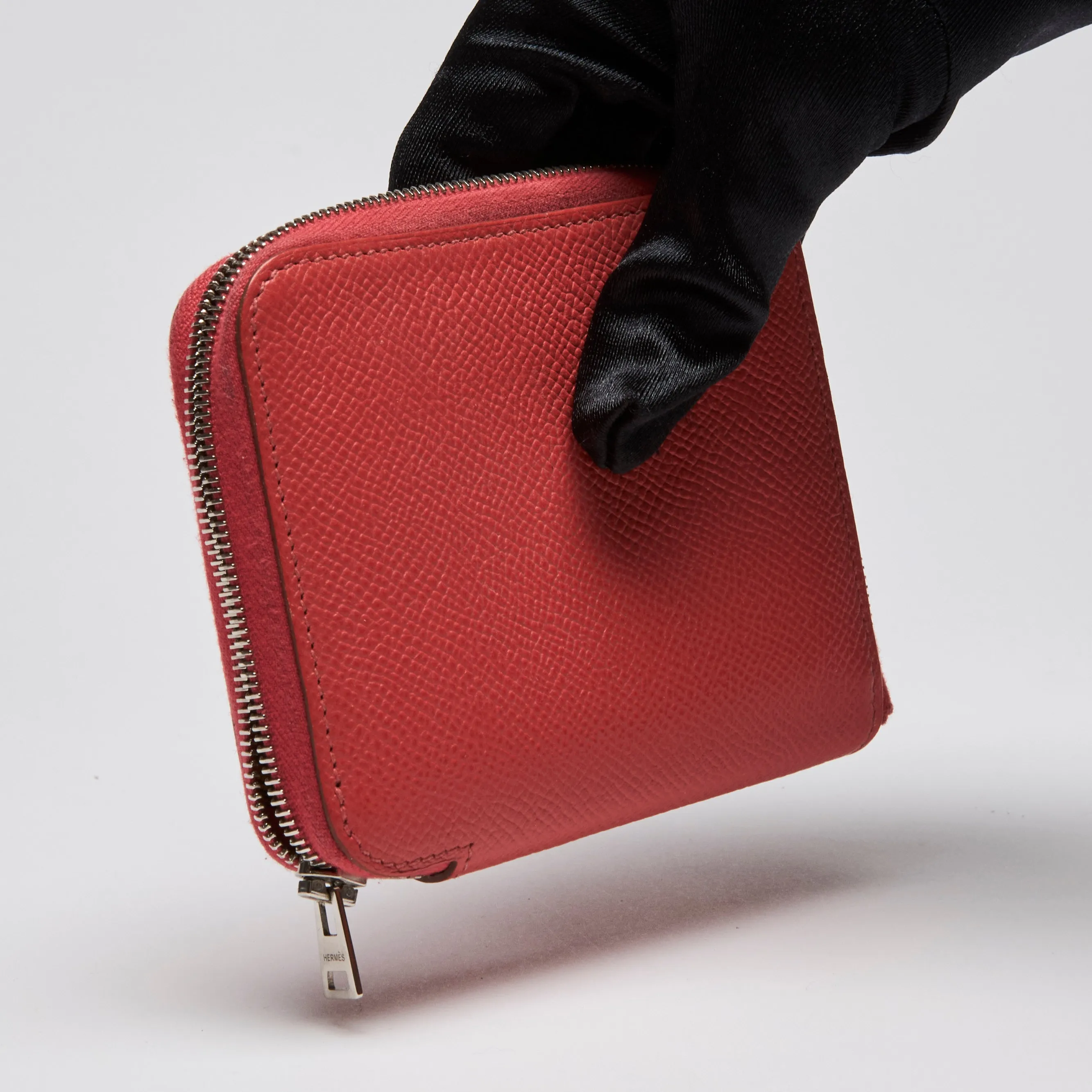 Hermes Coral Zip Around Coin and Card Pouch