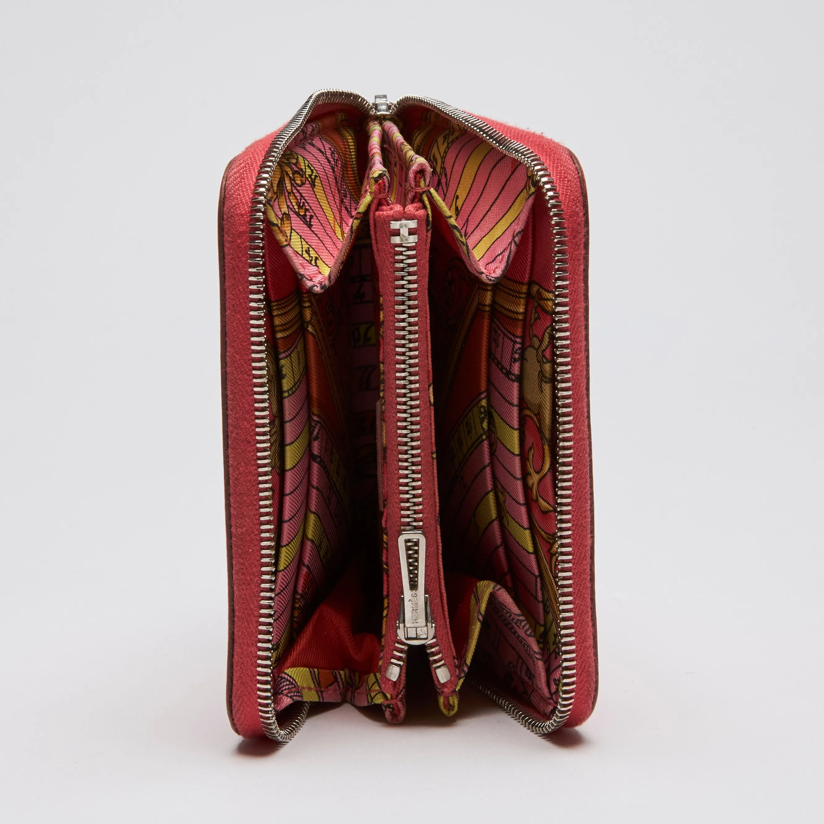 Hermes Coral Zip Around Coin and Card Pouch
